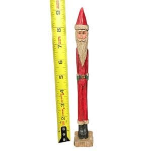 Vintage Pencil Santa Figure Primitive Style 1993 Wang Christmas Folk Art Carved